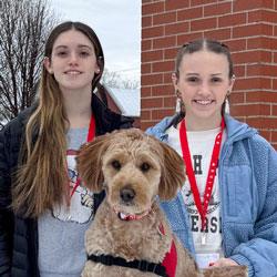 Olivia and Ell White with Poppy